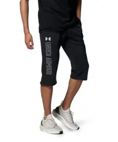 アンダーアーマー 3/4 スウェット パンツ SM S 黒 ブラック 新品
