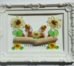 シーグラスアート・幸せ〜ひまわりのお花とワンちゃんNO860