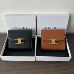 CELINE フラップウォレット トリオンフ ブラック / ブラウン