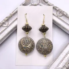 112.ハンドメイド ピアス アンティーク調 大ぶり