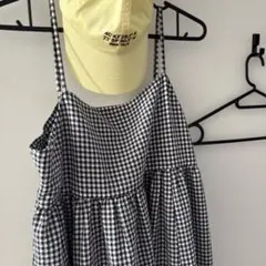 黒白チェック キャミワンピース