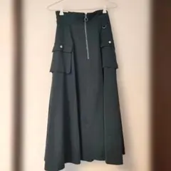 axes femme 紺色 ジッパー付きロングスカート