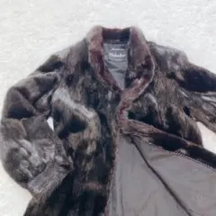 【美品】ミンク 毛皮 コート リアルファー ダークブラウン 9号（M相当）