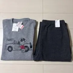 PEANUTS スヌーピー ルームウェア パジャマ グレー レディースLサイズ