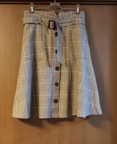 大きいサイズ　チェックスカート　３L　茶系