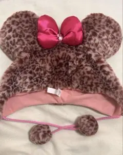 ディズニー 旧型ファンキャップ ピンク ヒョウ柄 ミニー