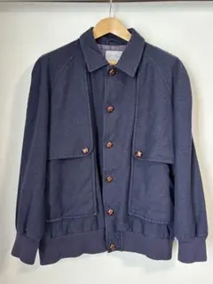 90s デザイナーズ ウールジャケット くるみボタン 背面プリーツ ショート丈