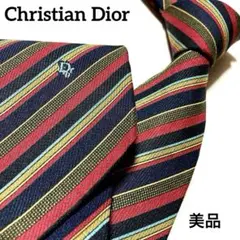 【美品】クリスチャンディオール マルチストライプ CDロゴ トロッター ネクタイ