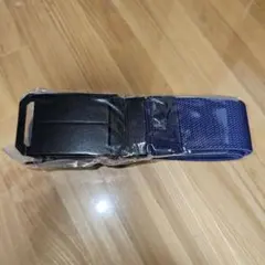 ベルト 穴なし伸縮ベルト 伸びる ナイロン ゴム製 フリーサイズ ネイビー