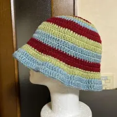 クラッシャーハット　クロシェハット　男女兼用　y2k 古着　ハンドメイド