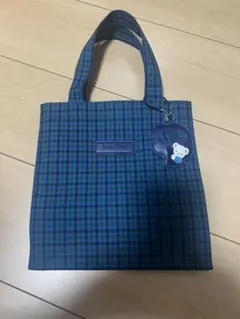 familiar ファミリア トートバッグ 青系チェック 青チェック 小