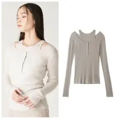 新品♡FRAY I.D ヘンリーネックレイヤードシアーニット