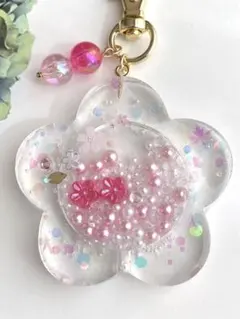 No.131 花 シェイカー シャカシャカ チャーム キーホルダー 可愛い 桜