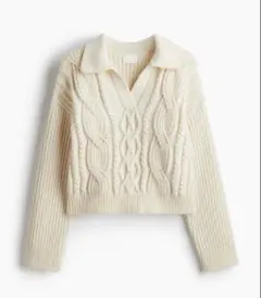 H＆M ケーブルニット襟付きセーター