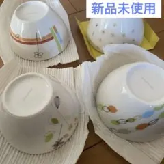 【新品】　カフェ丼　ボウル 4点セット 花柄　アペックスハートのサムネイル