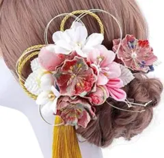2点セット　髪飾り 花 ピンク 箱入り 華やか 簡単 成人式 ヘッドドレス　桜