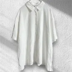 ユニクロ　UNIQLO レーヨンブラウス　半袖　ホワイト　大きいサイズ　XL