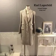 【6万円】Karl LAGERFELD マルチツイードデザイン　チェスターコートのサムネイル
