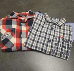 klädskaap チェック柄長袖シャツ 110 cm120cm2枚セット