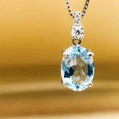 即購入OK】ネックレス サンタマリアカラーアクア＆タンザナイト K18PG 