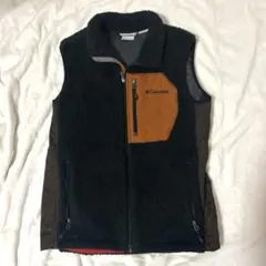 Columbia フリースベスト 黒/オレンジ