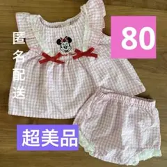 Disney Minnie Mouse ベビーセットアップ ピンク ギンガム80のサムネイル