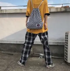 チェックパンツ 赤 黄色 ネイビー 韓国 オルチャン ダンス スケボー 衣装