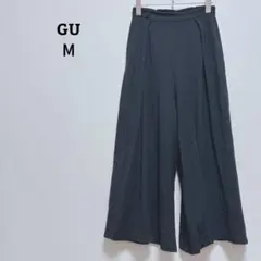 ジーユー　パンツ　ワイド　フレア　後ろゴム　オフィカジ　薄手　ストレッチ　М