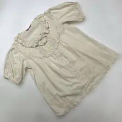 美品】ピンクハウス 白 ギンガムピコフリル くま刺繍 ブラウス/2026年