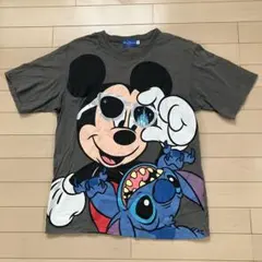 4.23東京ディズニーリゾート ミッキー スティッチ Tシャツ L 濃灰