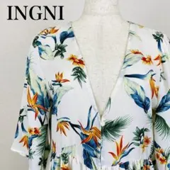 美品 INGNI イング ワンピース 花柄ロング七分袖 サイズM　0139B