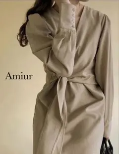 ［美品］amiur ワンピース ロング カシュクール ベージュ オケージョン