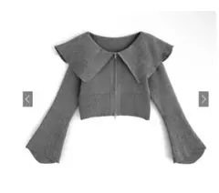 GRLビッグカラーダブルジップニットトップス kz447 s