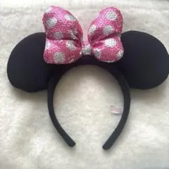 ディズニーミニーカチューシャ ピンク スパンコール キラキラ