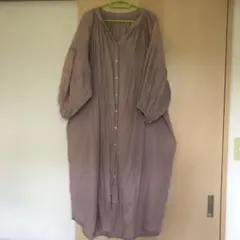 パープル長袖 ワンピース ボタン付きのサムネイル