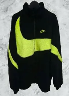 Nike 黒/ネオンイエロー　ビッグスウッシュ リバーシブル ボアブルゾン