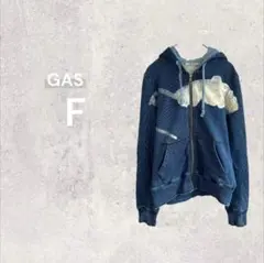 GAS ガス スウェット パーカー デニム フルジップ ロゴプリント フード付のサムネイル