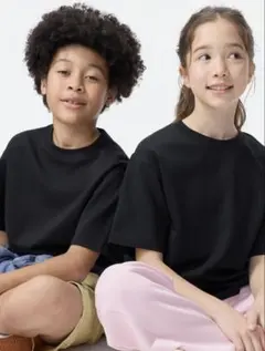 エアリズムコットンクルーネックTシャツ(KIDS) ユニクロ　160 ブラック