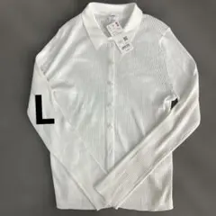 新品未使用　リブポロカーディガン　L