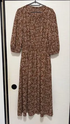 chocol raffine robe 花柄 ロングワンピース ブラウン F