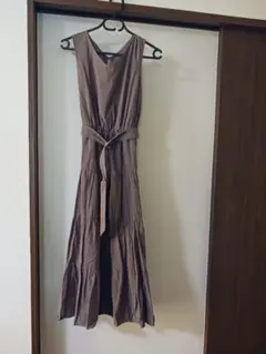 ブラウン ノースリーブ ロングワンピース