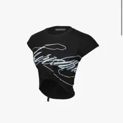 THEREDTHREAD knot hem logo tops blackのサムネイル