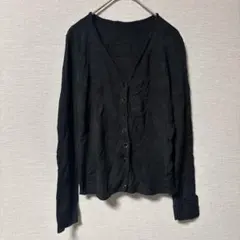 カーディガン 黒 シンプル 薄手 レトロボタン ヴィンテージ 海外古着✨