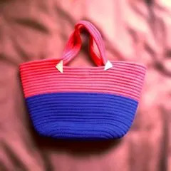 最終値下！4/24 11:00で出品終了！ 2トーン ニット編み トートバッグ