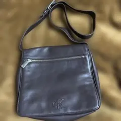 ckCalvin Klein カルバンクライン レザーショルダーバッグ ブラウン