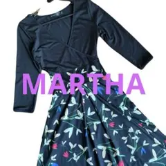 MARTHA マーサ カシュクールワンピース 華やか花柄 ウエストリボン　M美品