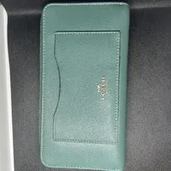 COACH グリーン 長財布 カードポケット付き