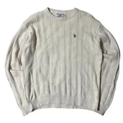 90s U.S.POLO ASSN. コットンニット ホワイト 生成