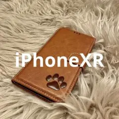 iPhoneXRケース 手帳型 本革 犬猫肉球 新品未使用 プレゼント