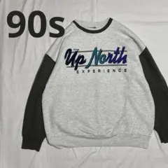 90s 2トーン バイカラー グラデロゴ 短丈 スウェットトレーナー ゆるだぼ
